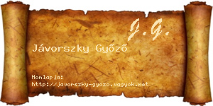 Jávorszky Győző névjegykártya